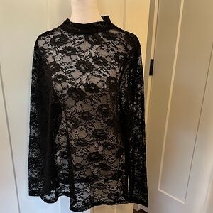 Brand Unknown Womens Black Long Sleeve Elegant Lace Top Unsure of Size